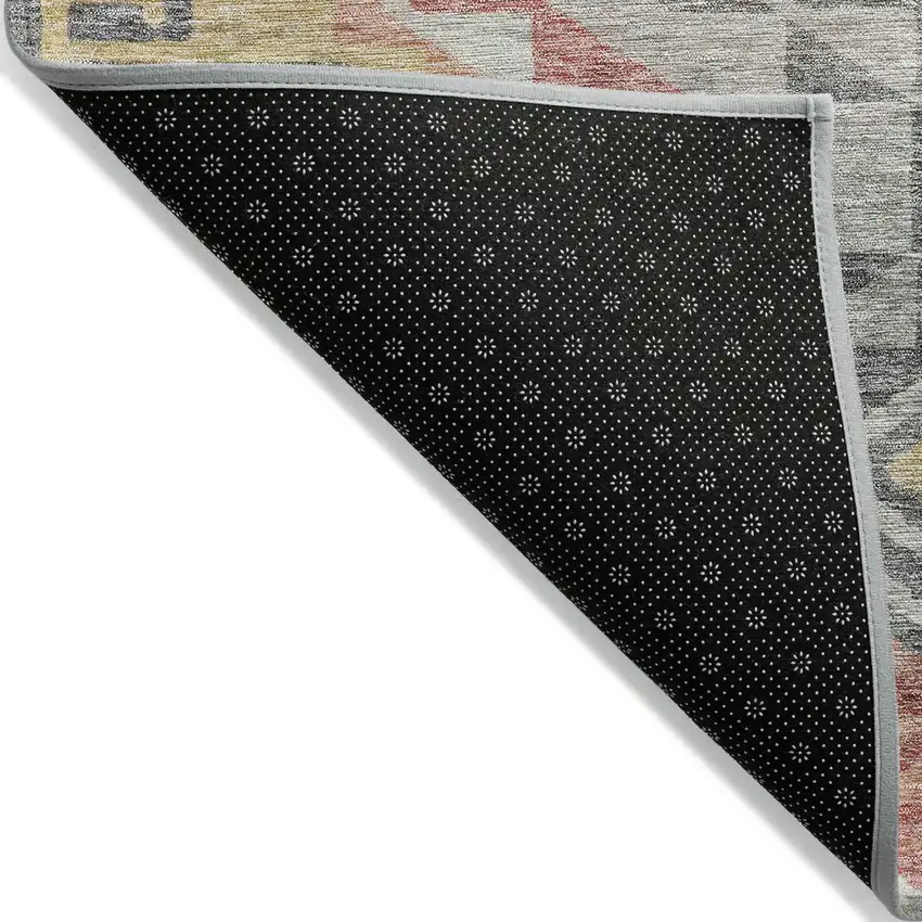 Gray And Terra Cotta Southwestern Washable Indoor Outdoor Area Rug Photo 3