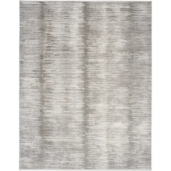 Gray And White Abstract Area Rug With Fringe Photo 2