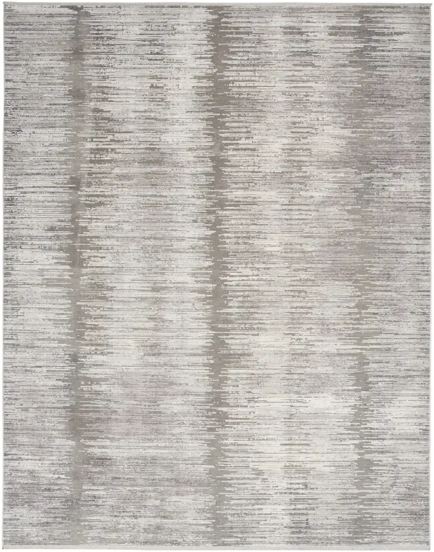Gray And White Abstract Area Rug With Fringe Photo 2