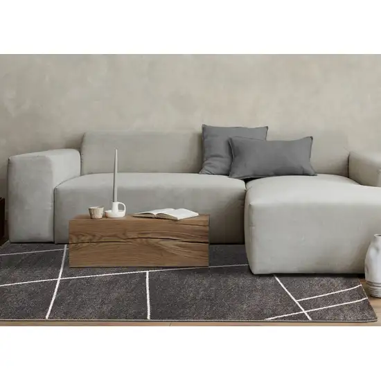 Gray And White Abstract Area Rug Photo 6