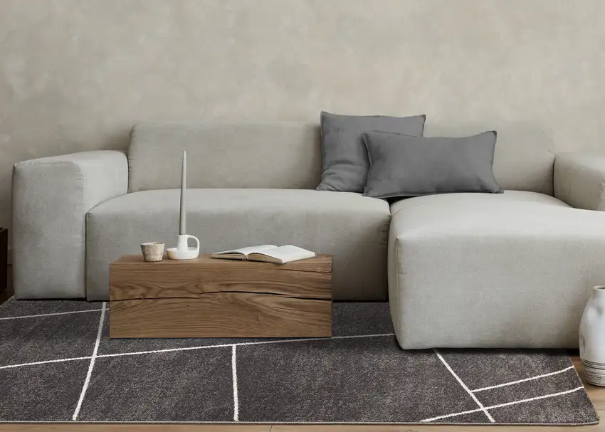 Gray And White Abstract Area Rug Photo 6