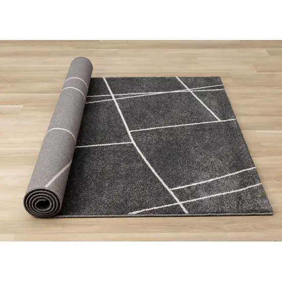 Gray And White Abstract Area Rug Photo 9