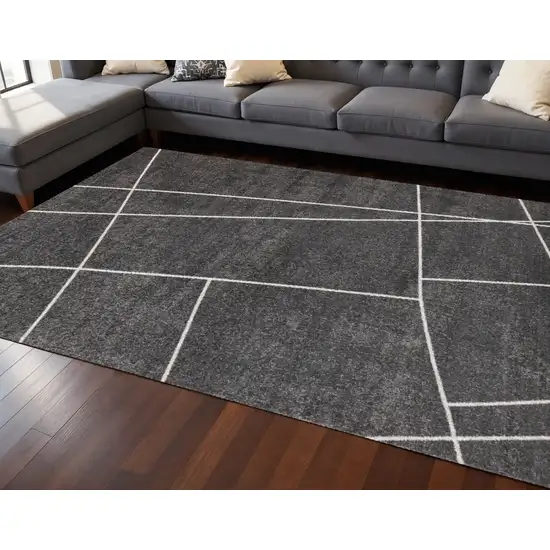 Gray And White Abstract Area Rug Photo 1
