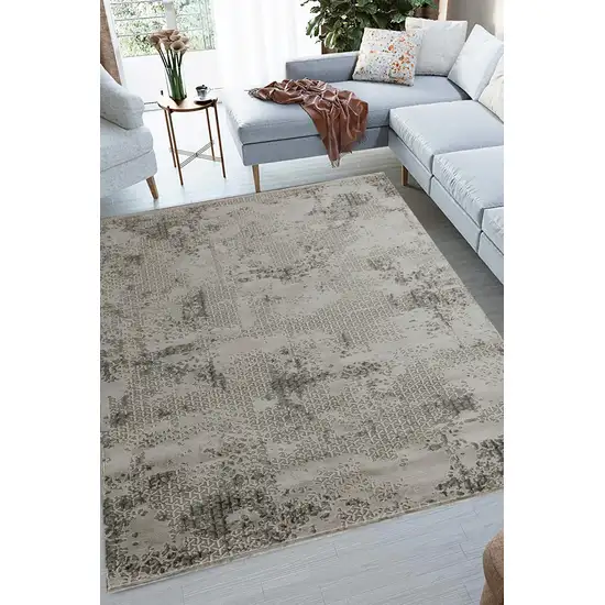 Gray And White Abstract Area Rug Photo 5
