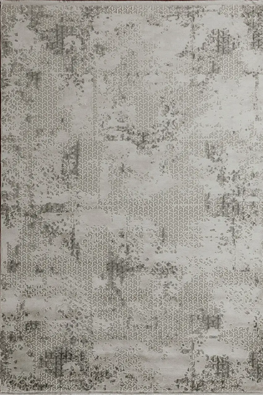 Gray And White Abstract Area Rug Photo 2