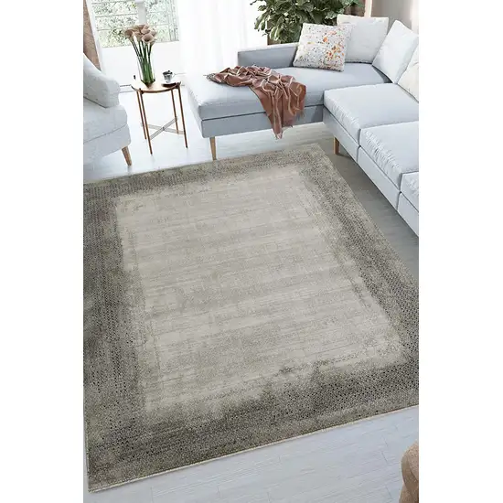 Gray And White Abstract Area Rug Photo 5