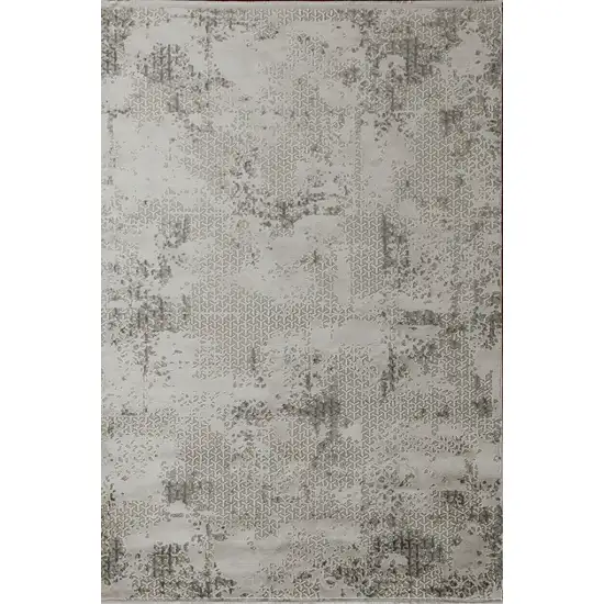 Gray And White Abstract Distressed Area Rug Photo 4