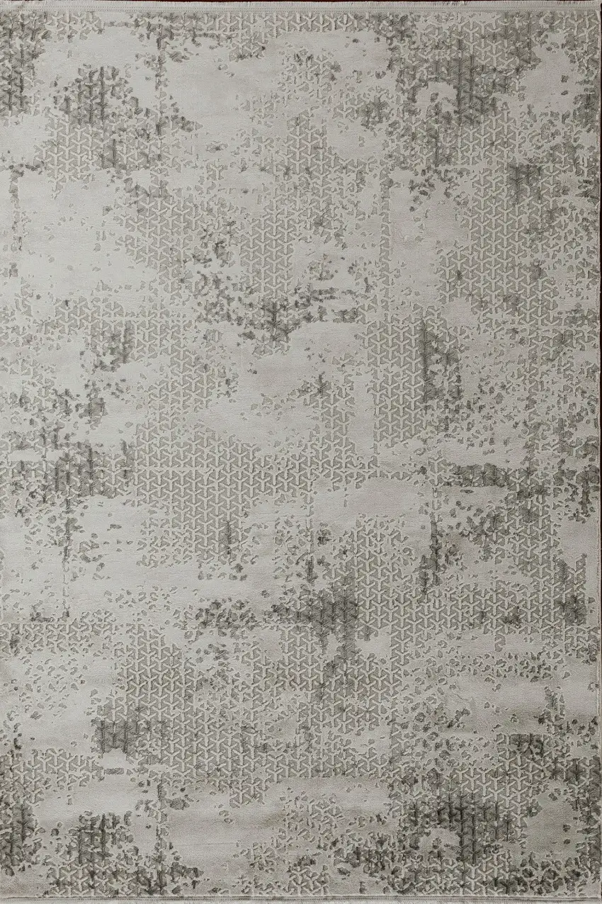 Gray And White Abstract Distressed Area Rug Photo 4