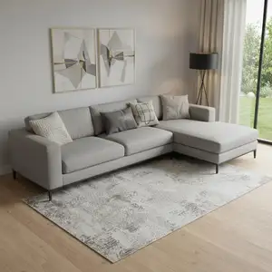 Photo of Gray And White Abstract Distressed Area Rug