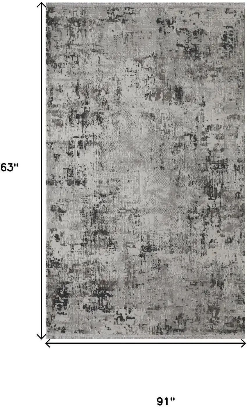 Gray And White Abstract Distressed Area Rug Photo 6