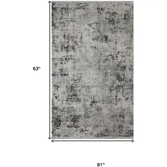 Gray And White Abstract Distressed Area Rug Photo 6