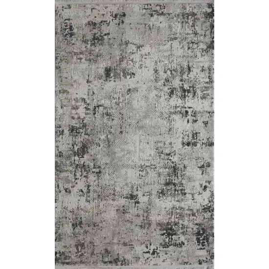 Gray And White Abstract Distressed Area Rug Photo 4