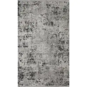 Photo of Gray And White Abstract Distressed Area Rug