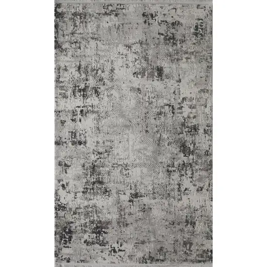 Gray And White Abstract Distressed Area Rug Photo 2