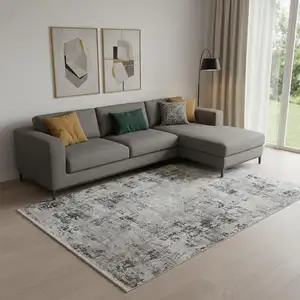 Photo of Gray And White Abstract Distressed Area Rug