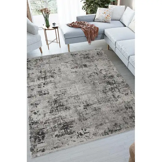Gray And White Abstract Distressed Area Rug Photo 5