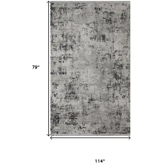 Gray And White Abstract Distressed Area Rug Photo 6