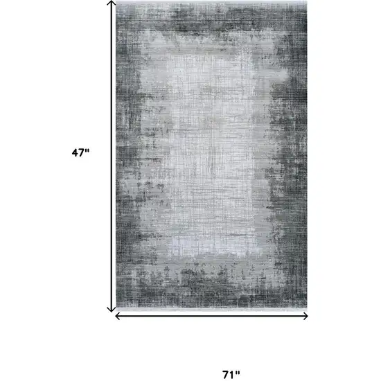 Gray And White Abstract Distressed Area Rug Photo 9