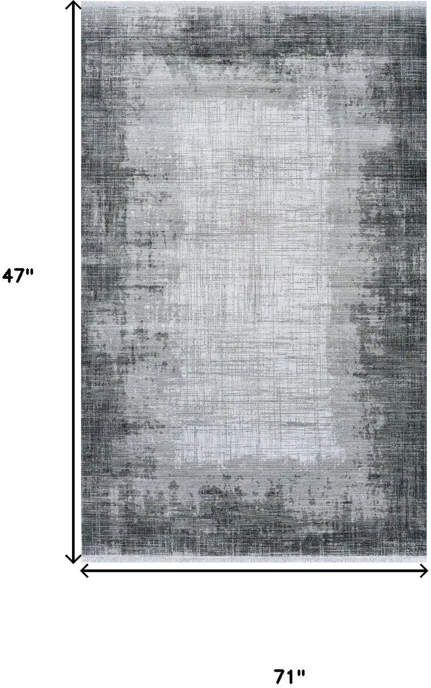 Gray And White Abstract Distressed Area Rug Photo 9
