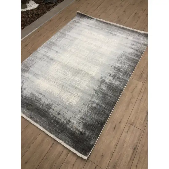 Gray And White Abstract Distressed Area Rug Photo 6