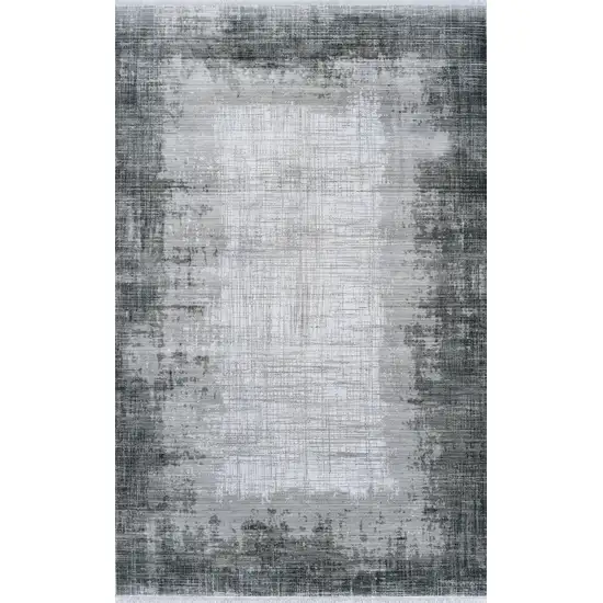 Gray And White Abstract Distressed Area Rug Photo 2