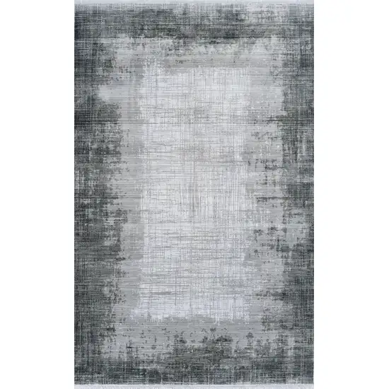 Gray And White Abstract Distressed Area Rug Photo 4