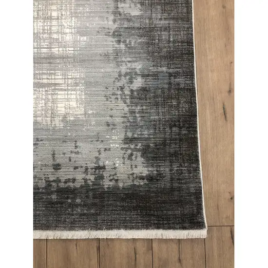 Gray And White Abstract Distressed Area Rug Photo 8