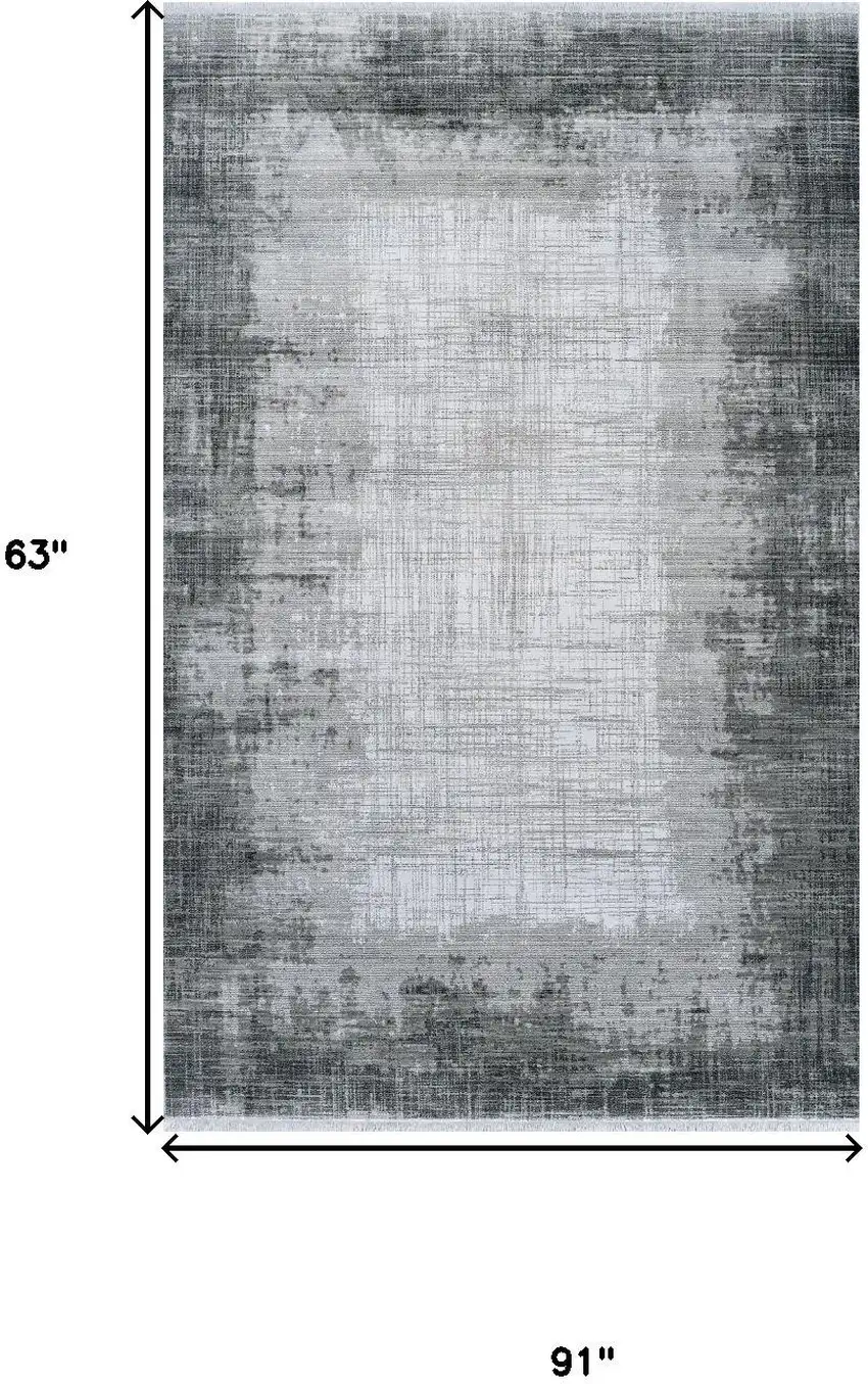 Gray And White Abstract Distressed Area Rug Photo 9