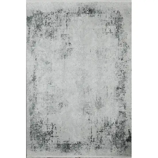 Gray And White Abstract Distressed Area Rug Photo 2