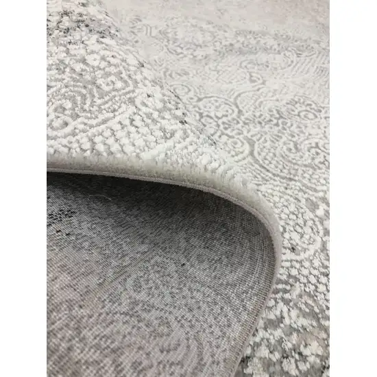 Gray And White Abstract Distressed Area Rug Photo 6