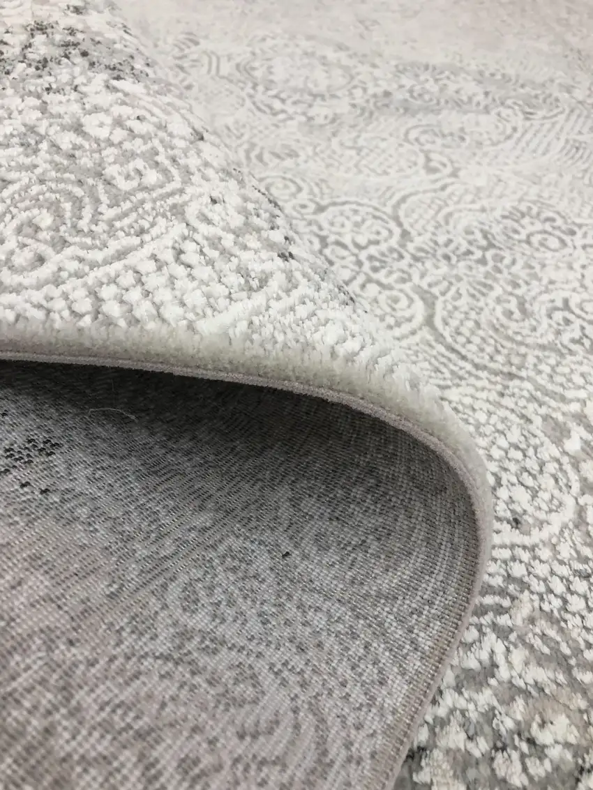 Gray And White Abstract Distressed Area Rug Photo 6