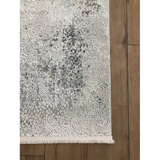 Gray And White Abstract Distressed Area Rug Photo 7
