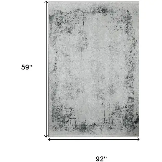 Gray And White Abstract Distressed Area Rug Photo 8
