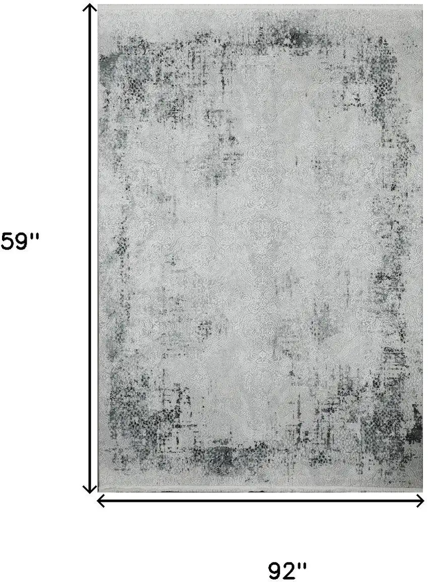Gray And White Abstract Distressed Area Rug Photo 8