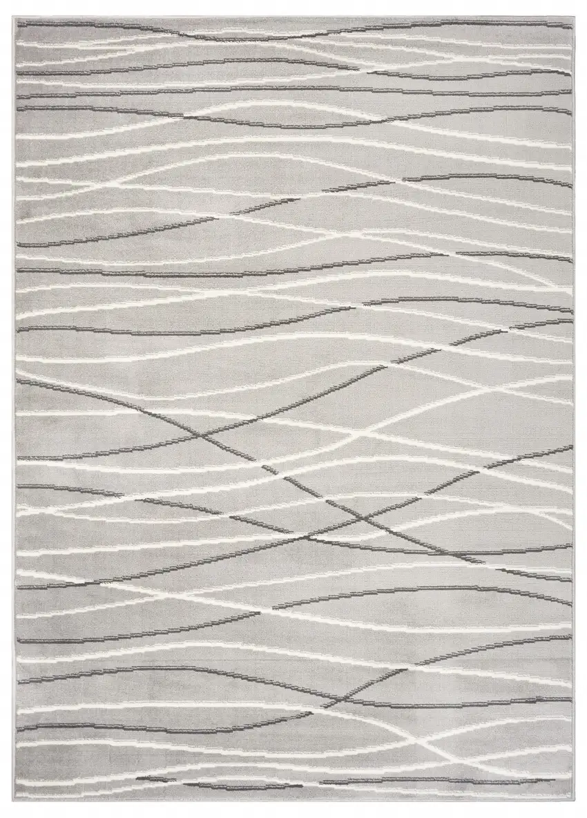 Gray And White Abstract Stain Resistant Indoor Outdoor Area Rug Photo 1