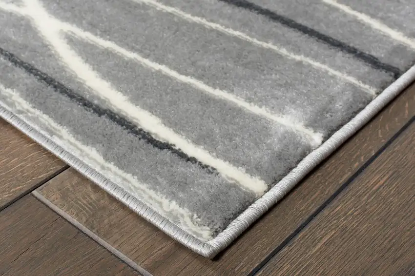 Gray And White Abstract Stain Resistant Indoor Outdoor Area Rug Photo 4