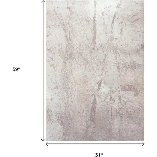 Gray And White Abstract Washable Area Rug With UV Protection Photo 6