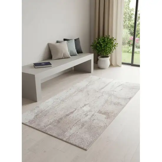 Gray And White Abstract Washable Area Rug With UV Protection Photo 1