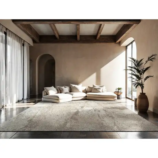 Gray And White Abstract Washable Area Rug With UV Protection Photo 2