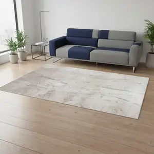 Photo of Gray And White Abstract Washable Area Rug With UV Protection