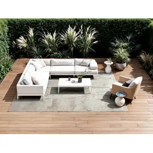 Photo of Gray And White Abstract Washable Area Rug With UV Protection