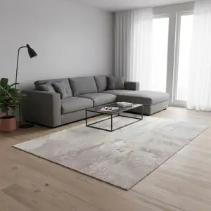 Photo of Gray And White Abstract Washable Area Rug With UV Protection