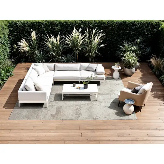 Gray And White Abstract Washable Area Rug With UV Protection Photo 4