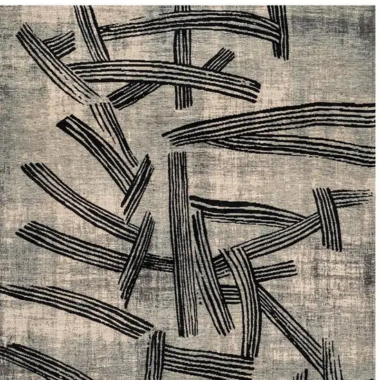 Gray And White Abstract Washable Area Rug With UV Protection Photo 4