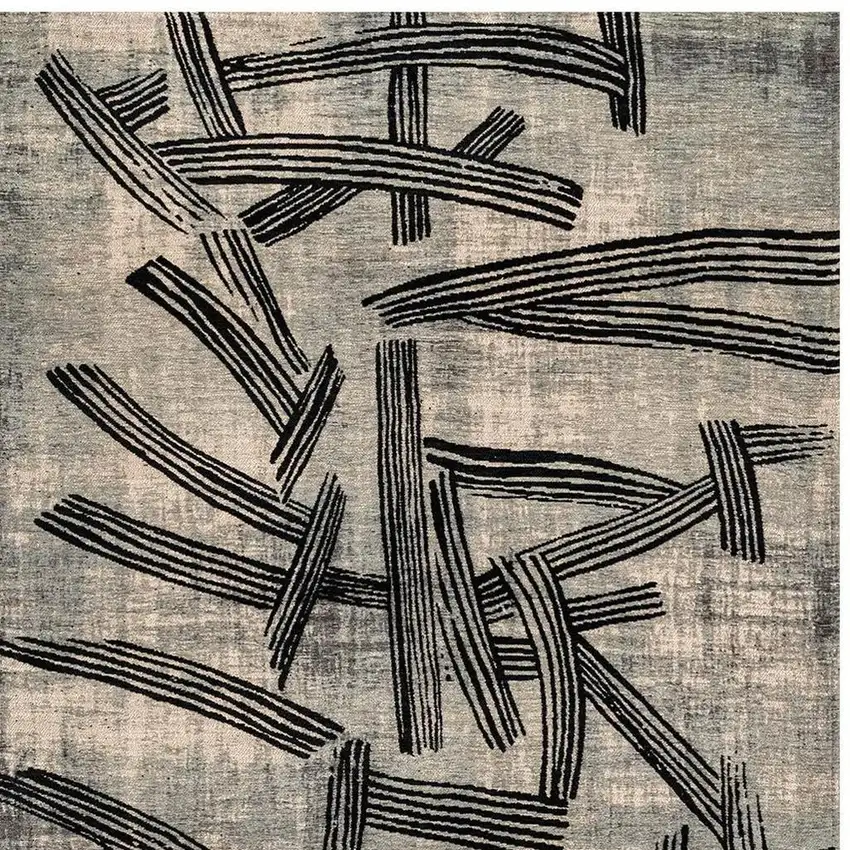 Gray And White Abstract Washable Area Rug With UV Protection Photo 4