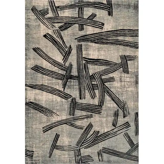 Gray And White Abstract Washable Area Rug With UV Protection Photo 2