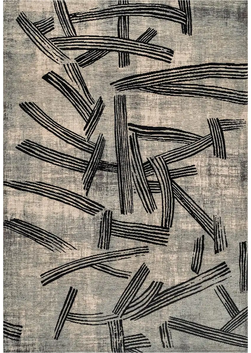 Gray And White Abstract Washable Area Rug With UV Protection Photo 2