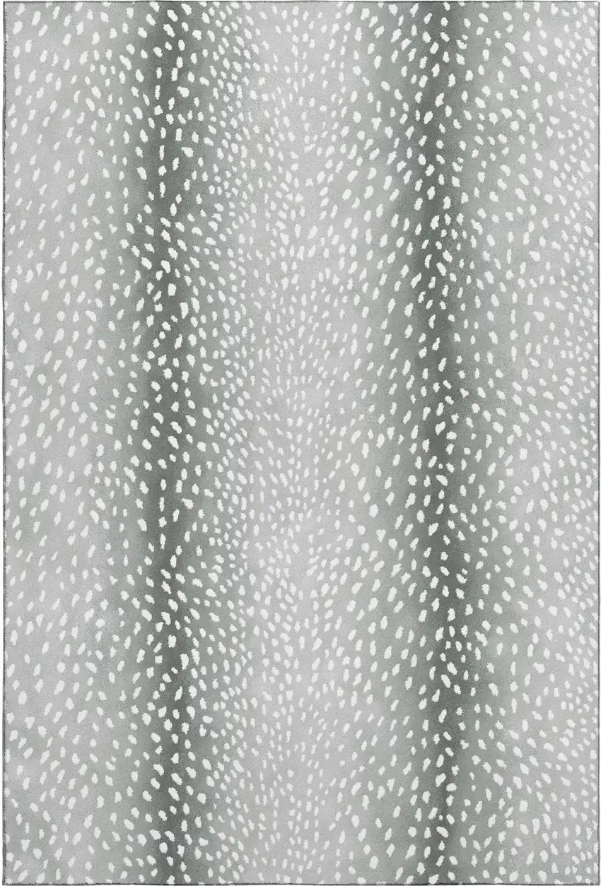 Gray And White Animal Print Washable Indoor Outdoor Area Rug Photo 2