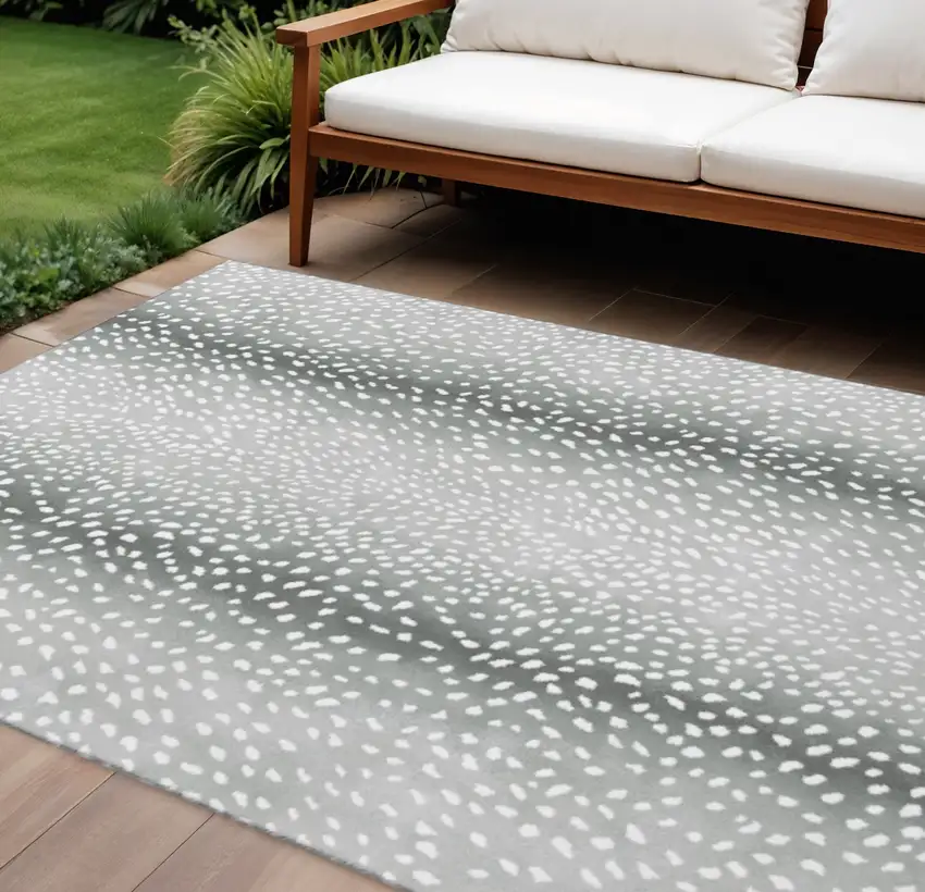 Gray And White Animal Print Washable Indoor Outdoor Area Rug Photo 1