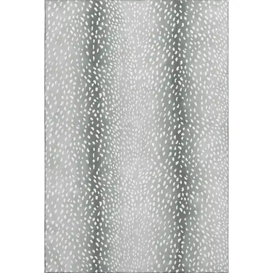 Gray And White Animal Print Washable Indoor Outdoor Area Rug Photo 2